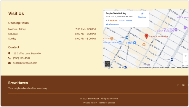 Cafe Menu Page